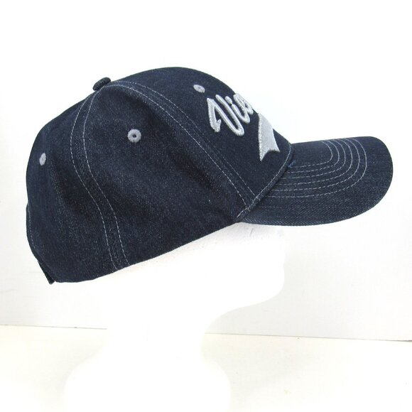 Vienna 1237 Embroidered Logo Men's Blue Jean Look Adjustable Strap Back Cap Hat - Picture 5 of 10